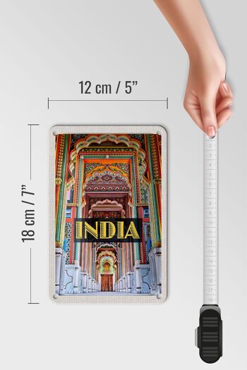 Panneau de voyage en étain 12x18cm, peinture indienne, signe de dessin d'entrée coloré 5