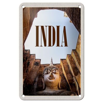 Blechschild Reise 12x18cm Indien Sehenswürdigkeiten Skulptur Schild