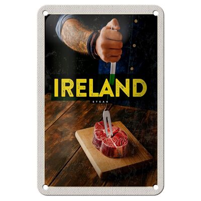 Cartel de chapa de viaje, 12x18cm, Irlanda, Irish Hereford Steak Sign