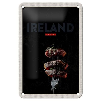 Cartel de chapa de viaje, 12x18cm, Irlanda, carne, tenedor, decoración