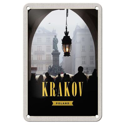 Cartel de chapa de viaje, 12x18cm, señal de vista del bazar de la ciudad de Cracovia