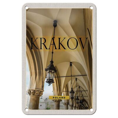 Targa in metallo da viaggio 12x18 cm Cracovia Polonia Lanterna Gang Building Sign