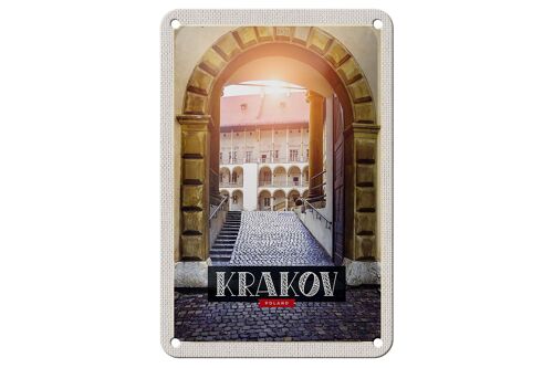 Blechschild Reise 12x18cm Krakow Turm Mittelalter Gemälde Schild