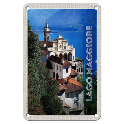 Cartel de chapa de viaje, 12x18cm, vista al lago Maggiore, cartel de la ciudad del mar