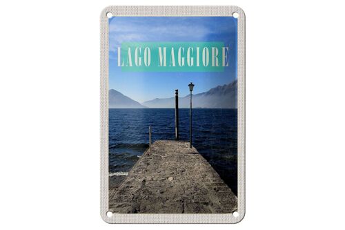 Blechschild Reise 12x18cm Lago Maggiore Insel Meer Gebirge Schild