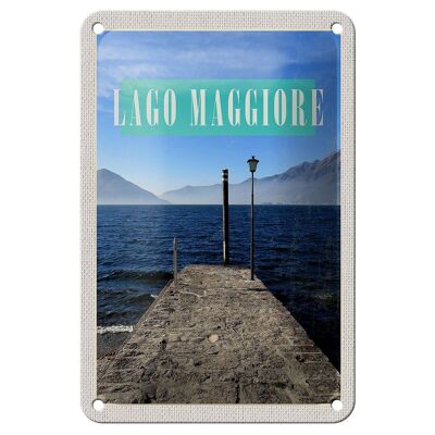Blechschild Reise 12x18cm Lago Maggiore Insel Meer Gebirge Schild