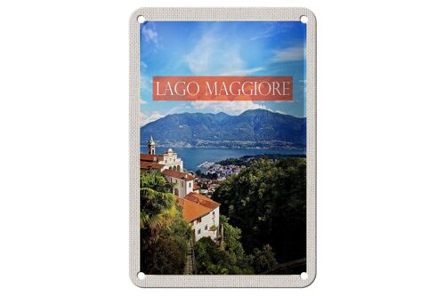 Blechschild Reise 12x18cm Lago maggiore Gebirge Natur Meer Dekoration