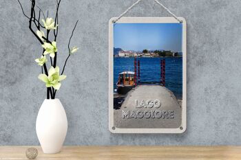 Panneau de voyage en étain 12x18cm, décoration de luxe, lac majeur, île, mer 4