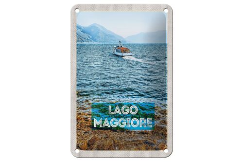 Blechschild Reise 12x18cm Lago Maggiore Italien Insel Boot Meer Schild