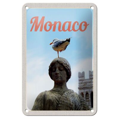 Cartel de chapa de viaje, 12x18, Mónaco, Francia, Europa, escultura, cartel de pájaro