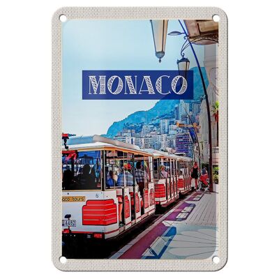 Targa in metallo da viaggio 12x18 cm Monaco Francia Tour Downtown Trip Sign