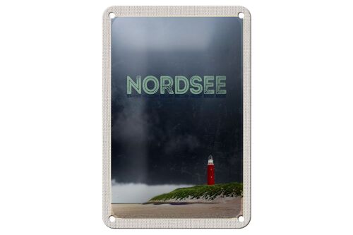 Blechschild Reise 12x18cm Nordsee Leuchtturm Gewitter Dekoration