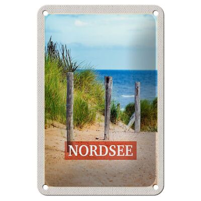 Cartel de chapa de viaje, 12x18cm, Mar del Norte, Alemania, playa, signo de la paz