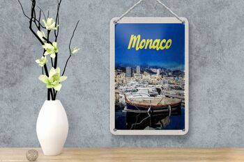 Panneau de voyage en étain, 12x18cm, Monaco, France, Yacht, plage, mer 4