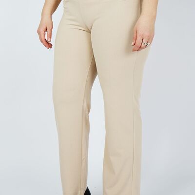 BEIGE HIGH-WAISTED STRETCH TROUSERS - NAPAX BEIGE