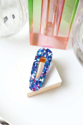 Barrette résine triangle Crazy Blue collection été 5