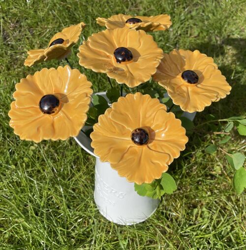 Ceramic Yellow flower, Plant stake