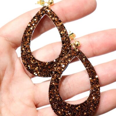 Boucles d'oreilles goutte moka