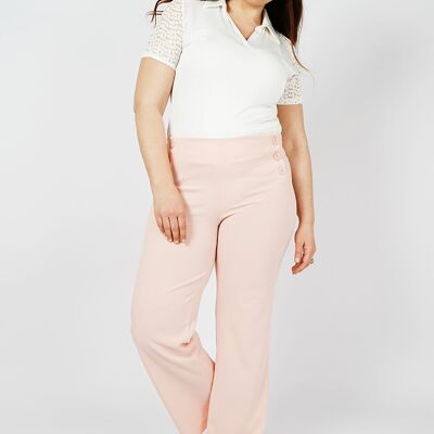 PINK HIGH-WAISTED STRETCH TROUSERS - NAPAX PINK