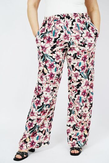 PANTALON NOIR FLUIDE IMPRIMÉ FLORAUX - NIFLORA NOIR 2