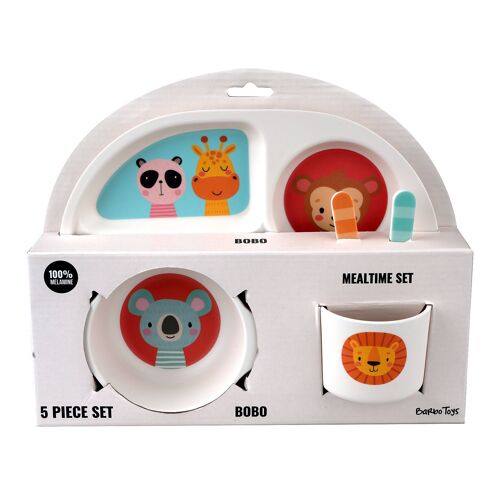 BoBo 5 pieces Colourful Mealtime Set with 4 room plate