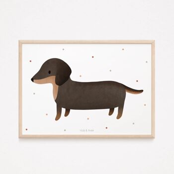 Affiche chien teckel - imprimé teckel mignon chambre d'enfant imprimé teckel 1
