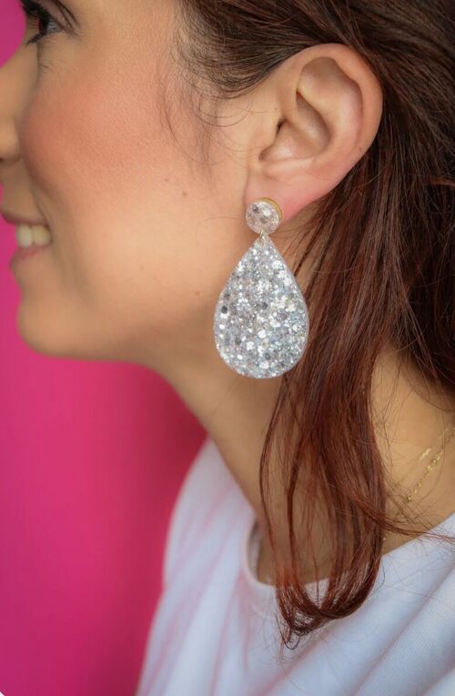 Boucles d'oreilles Laura paillettes Blanc Glacier