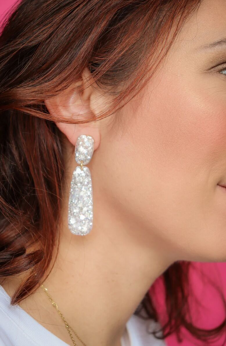 Orecchini glitter Gwen Glacier White