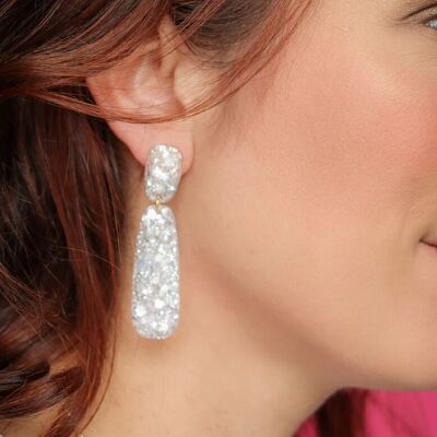 Gwen glitter earrings Glacier White