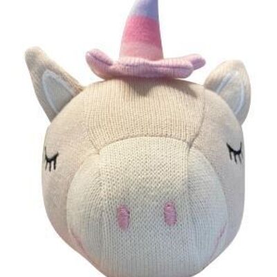 Palla lavorata a maglia con unicorno e campanella per bambini