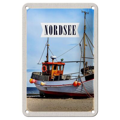 Letrero de chapa de viaje, 12x18cm, cartel de mar de barco de viaje de playa del Mar del Norte
