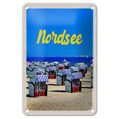 Cartel de chapa de viaje 12x18cm decoración de la costa de la playa del Mar del Norte