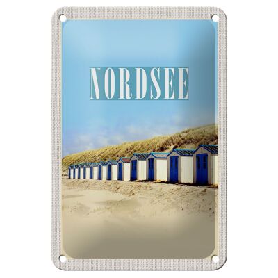 Blechschild Reise 12x18cm Nordsee Strand Strandhäuschen Sonne Schild