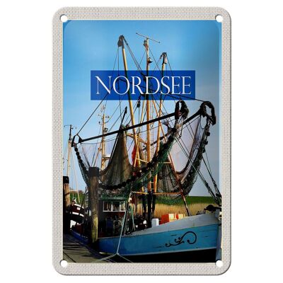Cartel de chapa de viaje, 12x18cm, barco de pesca del Mar del Norte, red de pesca, cartel de mar