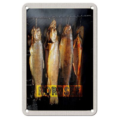 Targa in metallo da viaggio, 12 x 18 cm, cibo per pesci del Mare del Nord, prelibatezze