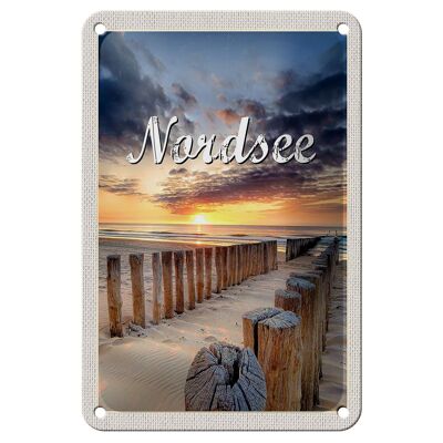 Blechschild Reise 12x18cm Nordsee Strand Sonnenuntergang Abend Schild