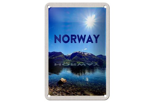 Blechschild Reise 12x18cm Norwegen Meer Strand Europa Gebirge Schild