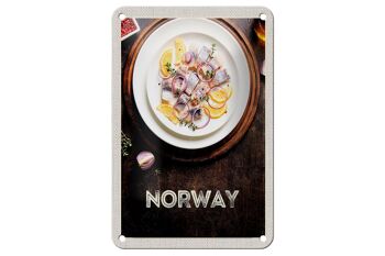 Panneau de voyage en étain 12x18cm, plats de poisson norvégiens, signe d'oignon citron 1
