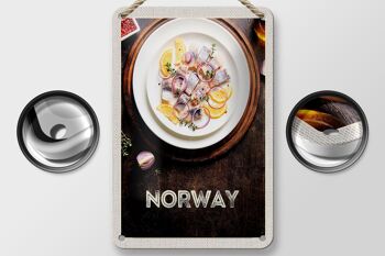 Panneau de voyage en étain 12x18cm, plats de poisson norvégiens, signe d'oignon citron 2