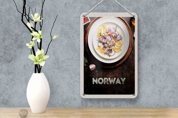 Panneau de voyage en étain 12x18cm, plats de poisson norvégiens, signe d'oignon citron 4