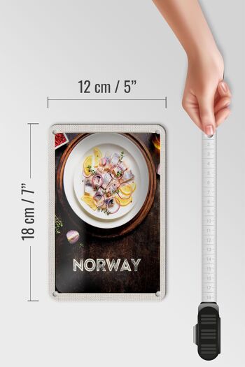 Panneau de voyage en étain 12x18cm, plats de poisson norvégiens, signe d'oignon citron 5