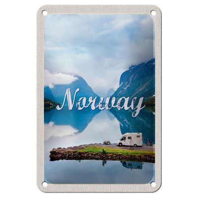 Cartel de chapa de viaje, 12x18cm, Noruega, Camping, mar, viaje, naturaleza