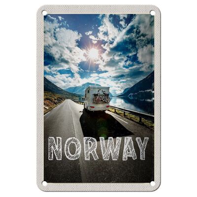 Targa in metallo da viaggio 12x18 cm Norvegia campeggio viaggio bicicletta cartello sul mare