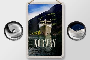 Panneau de voyage en étain 12x18cm, panneau de voyage, Norvège, Yacht, montagnes, mer, Nature 2