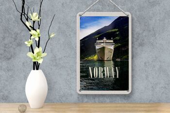 Panneau de voyage en étain 12x18cm, panneau de voyage, Norvège, Yacht, montagnes, mer, Nature 4