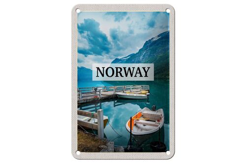 Blechschild Reise 12x18cm Norwegen Boot Insel Urlaub Trip Dekoration