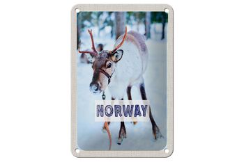 Panneau de voyage en étain, 12x18cm, cerf de norvège, signe de neige, heure d'hiver 1