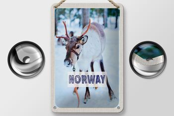 Panneau de voyage en étain, 12x18cm, cerf de norvège, signe de neige, heure d'hiver 2