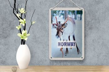 Panneau de voyage en étain, 12x18cm, cerf de norvège, signe de neige, heure d'hiver 4