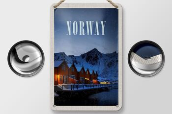 Panneau de voyage en étain 12x18cm, panneau de Destination de vacances en neige d'hiver en norvège 2